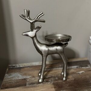 2 Silver Reindeer Candle Holder